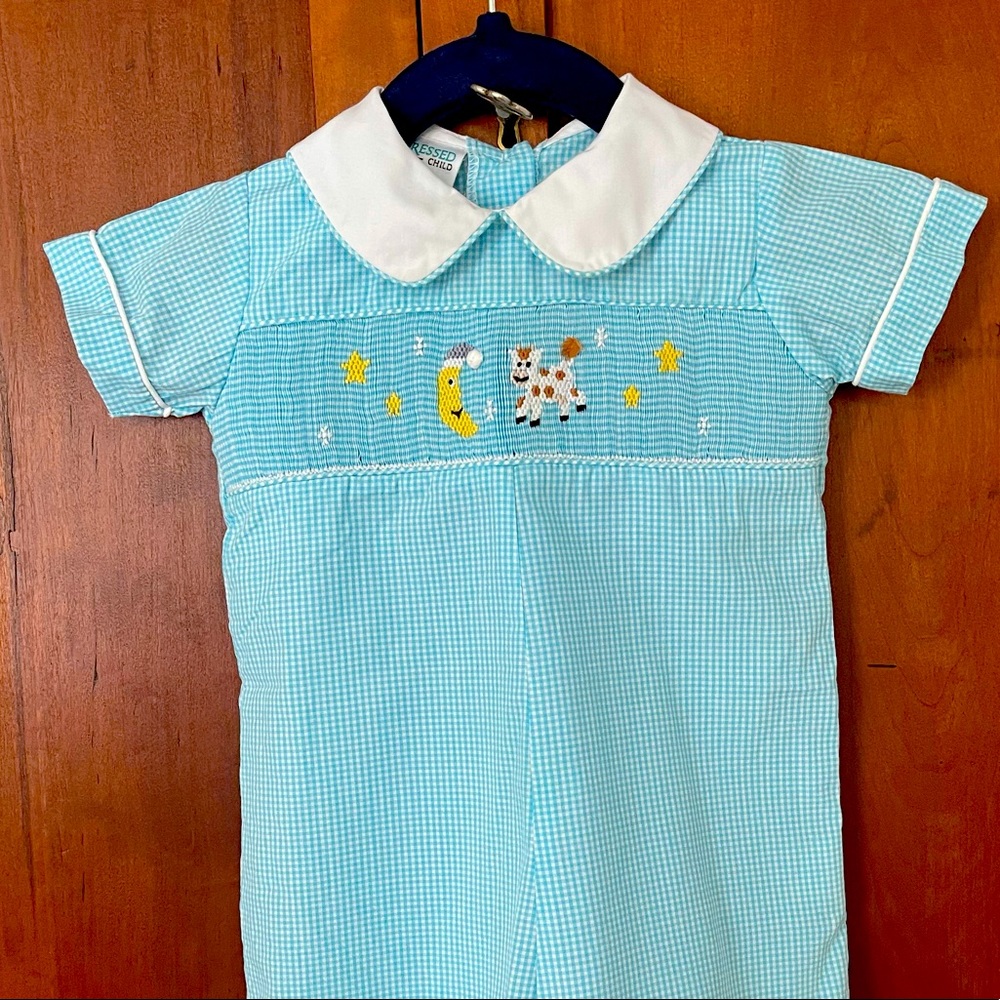 Gingham Smocked Shortall